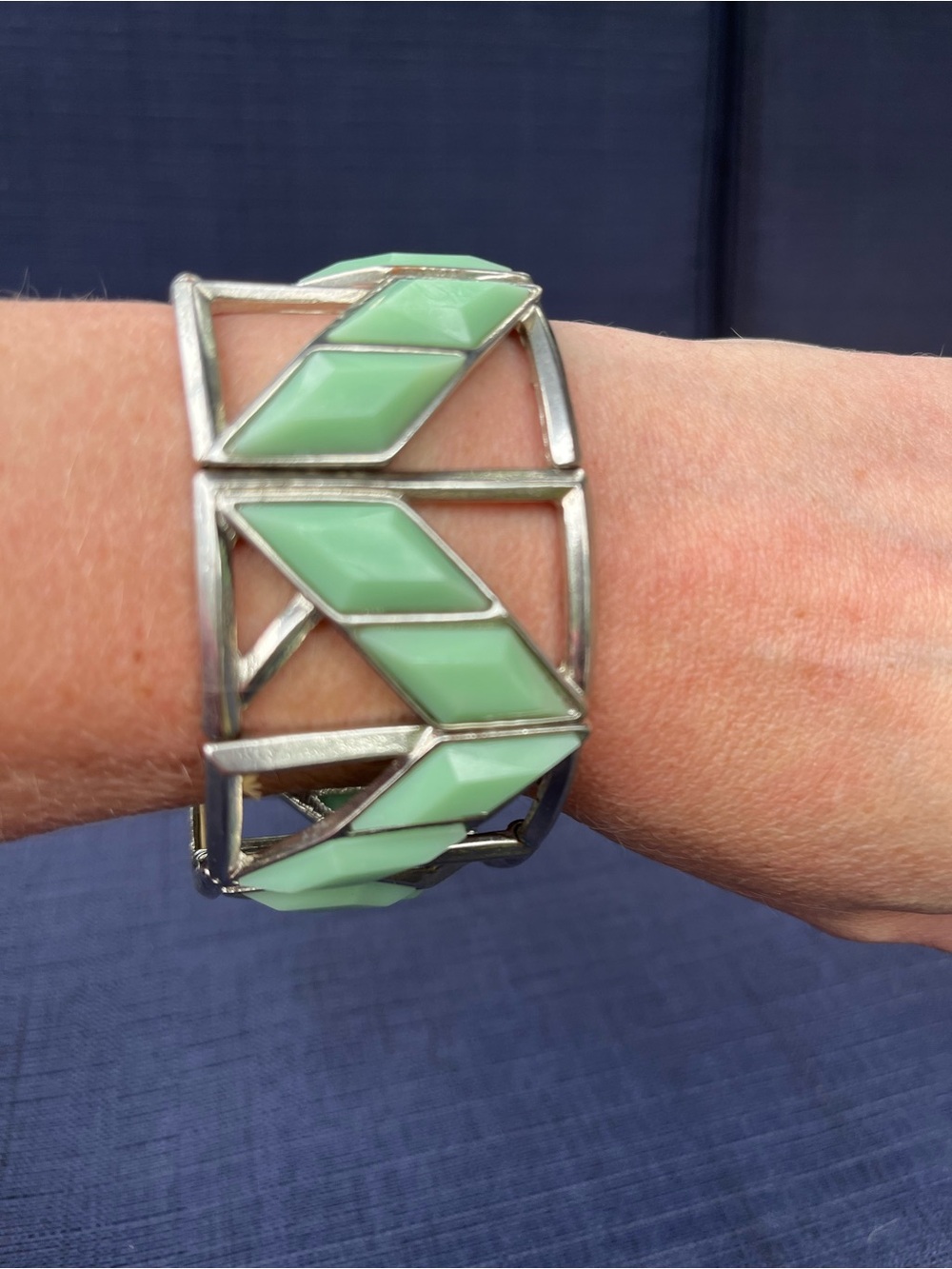 Mint Green Geometric Inlay Cuff Bracelet - Women's Jewelry Bracelets